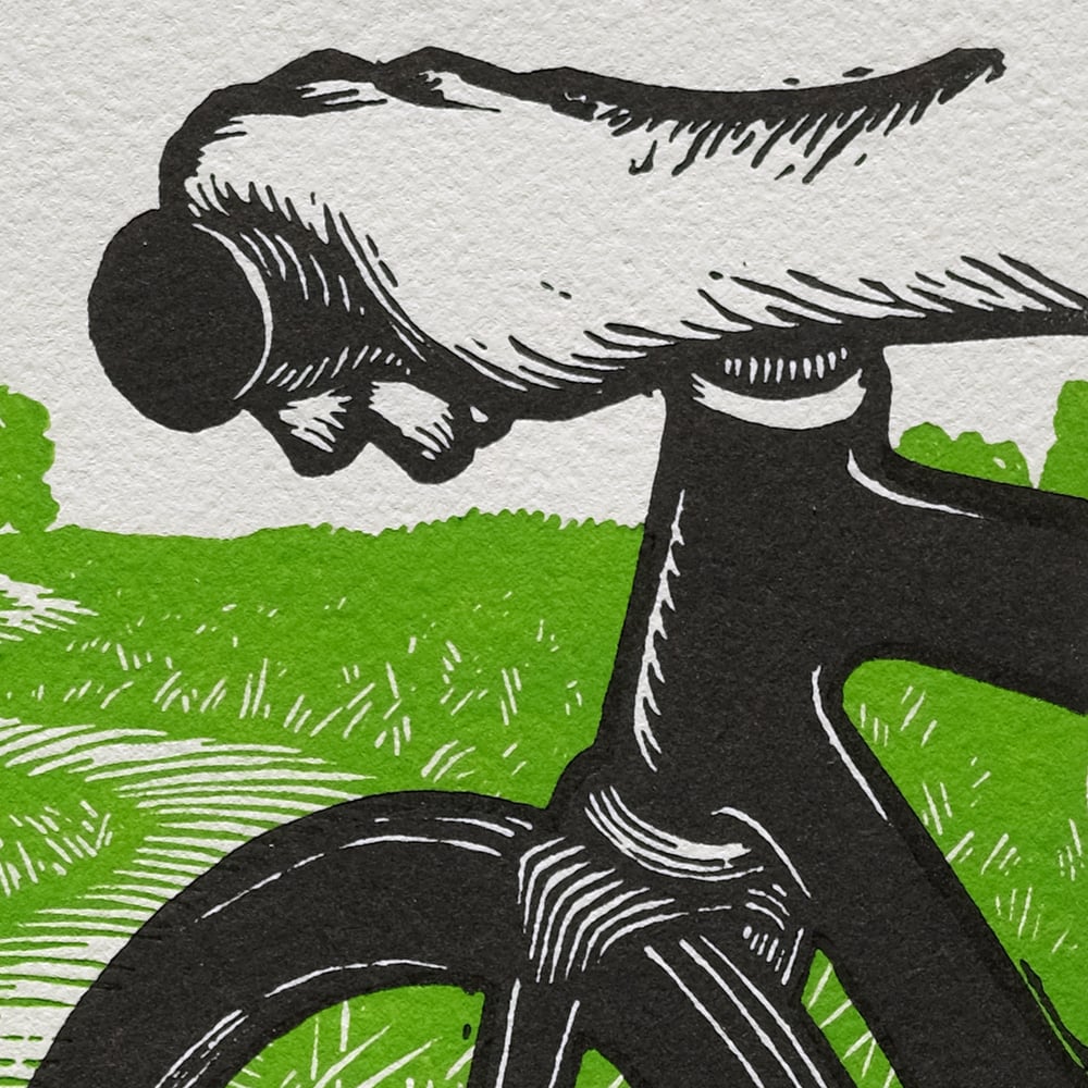 bike. 11"x14" HAND-PRINTED ORIGINAL BLOCK PRINT