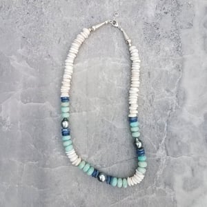 3 Tahitian Pearl, Puka Shell, & Amazonite Necklace 