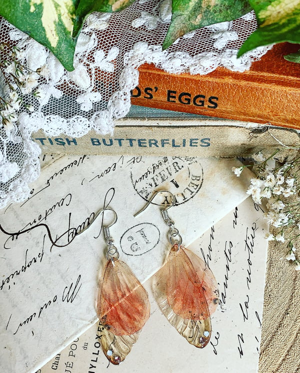 Image of New pretty delicate butterfly wing earrings