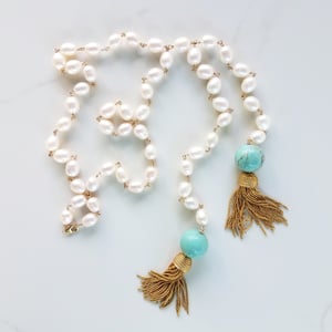 Pearl & Turquoise Tassel Necklace