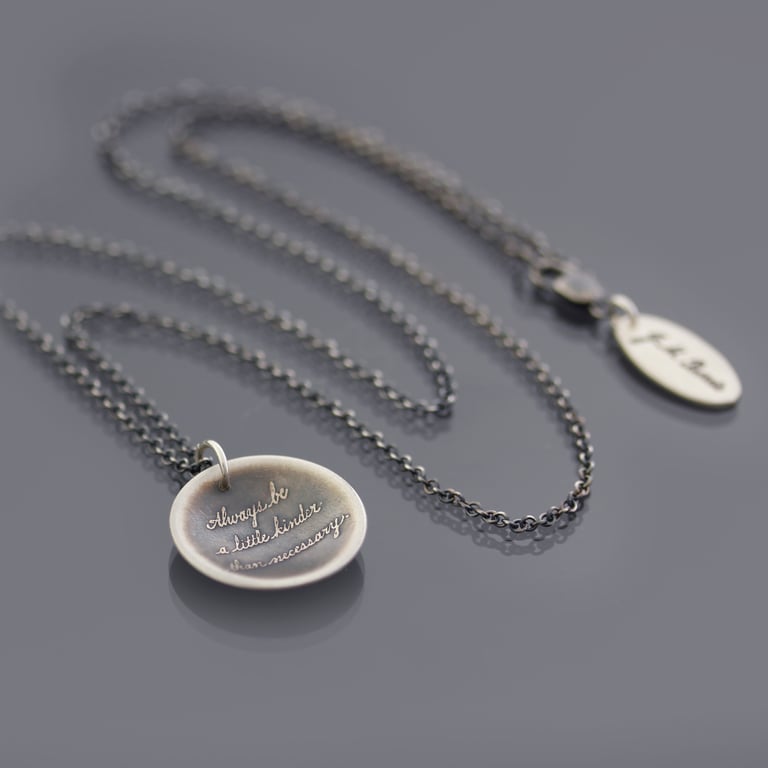 Small Sterling Silver Be Kinder Quote Necklace Image 5
