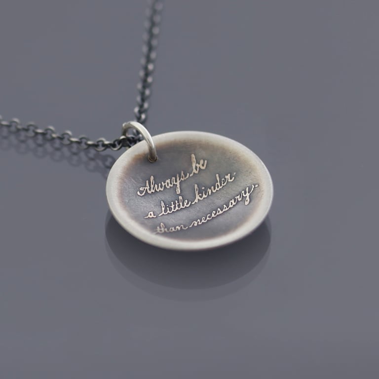 Small Sterling Silver Be Kinder Quote Necklace Image 2