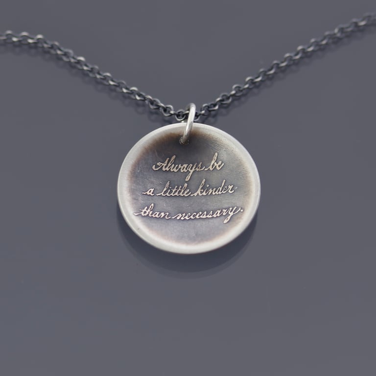 Small Sterling Silver Be Kinder Quote Necklace Image 4