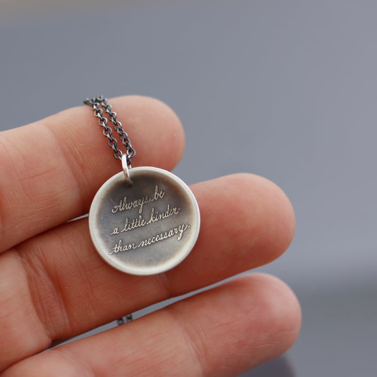 Small Sterling Silver Be Kinder Quote Necklace Image 3
