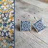 Mediterranean Tile Earrings - Navy Blue