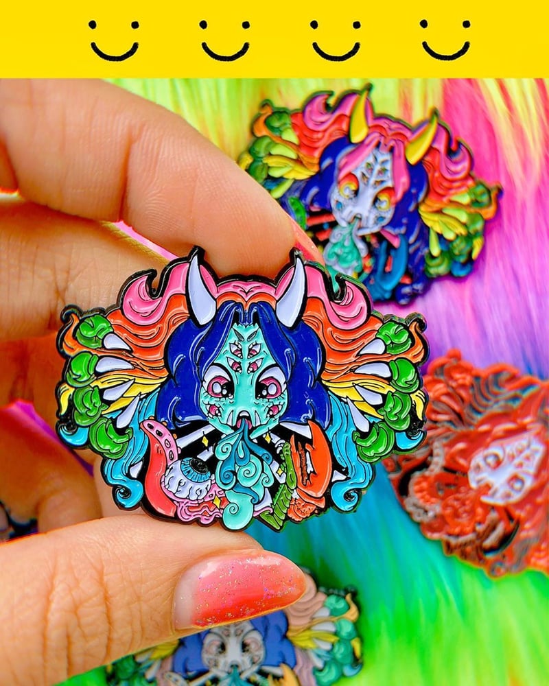 Image of "Yokai vs. Kaiju" Enamel Pin Collab with @cybr.grl and @dollfille