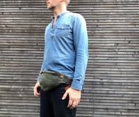 Image 3 of Waxed canvas fanny pack / chest bag / day bag/ with leather shoulder strap