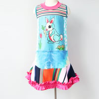 Image 2 of tulip garden 4/5 bunny easter rabbit tiedye pink ruffle ruffles tank sleeveless dress