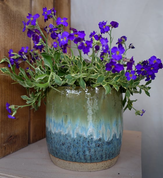 Image of Blue Dipped Plant Pot 