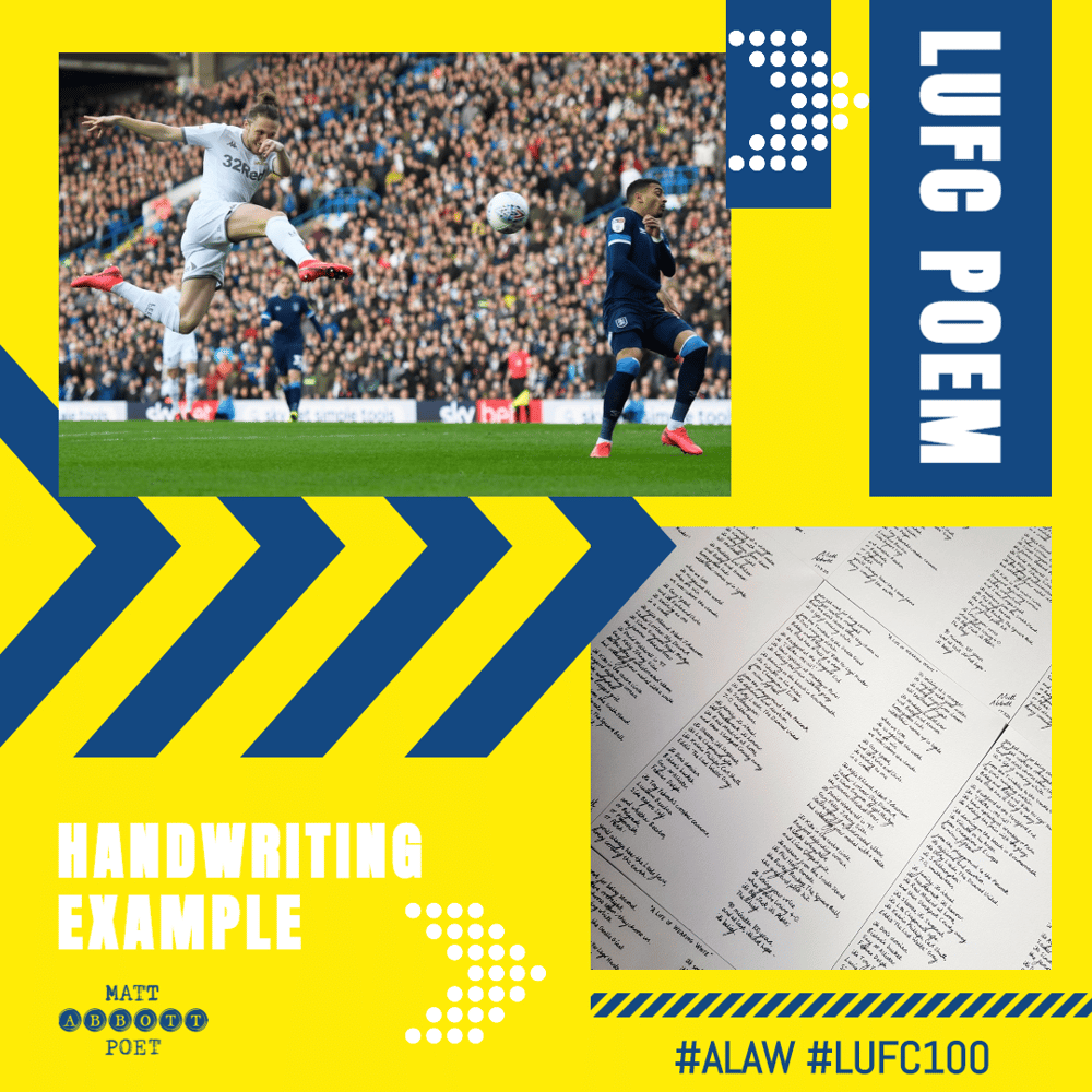 Image of LUFC Centenary poem - handwritten copy