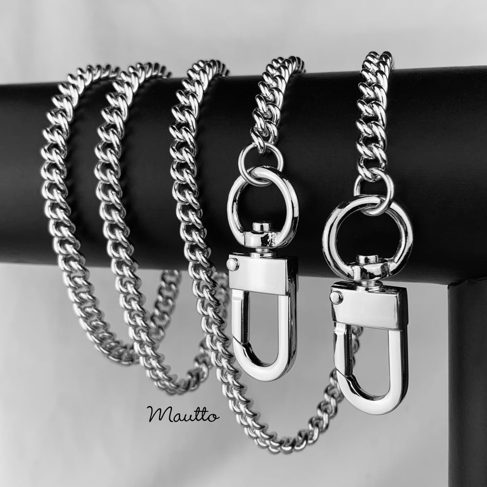 Image of NICKEL Chain Purse Strap - Mini Classy Curb Chain - 1/4" Wide - Choose Length & Clip Style