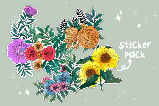 Flower Power Sticker Pack - Bullet Journal Stickers - Matte Stickers - Floral  Stickers