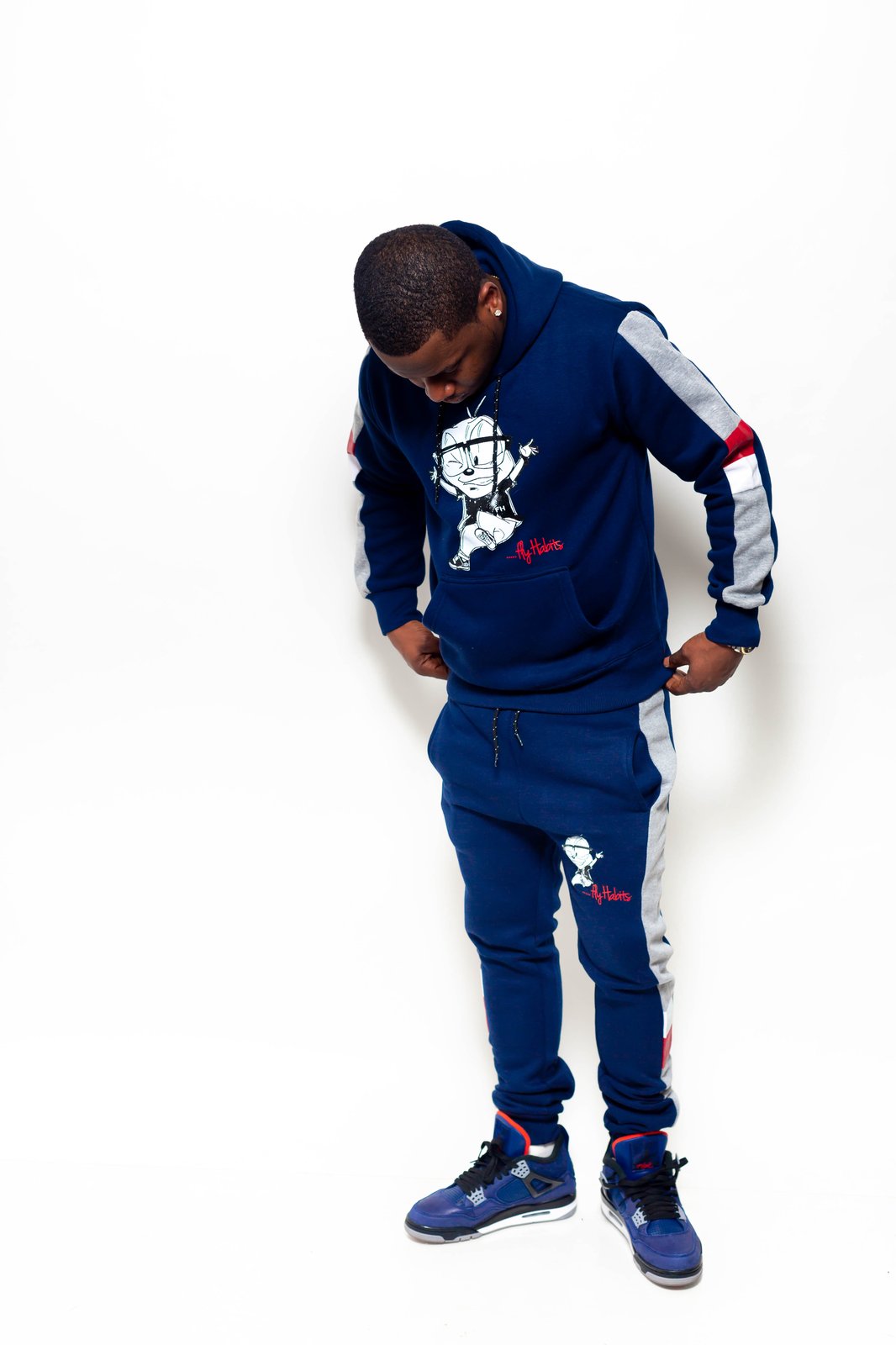 navy blue sweatsuit