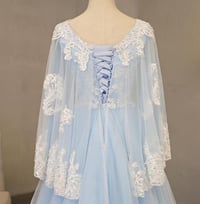 Image 3 of Charming Blue Tulle V-neckline Long Party Dress, Blue Prom Dress