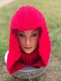 Image 3 of Red hooded scarf