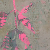 Image 5 of Botanical Monotype ~  Nandina, Neon Pink, Ash on Cream ~  8x10 Inch Mat 