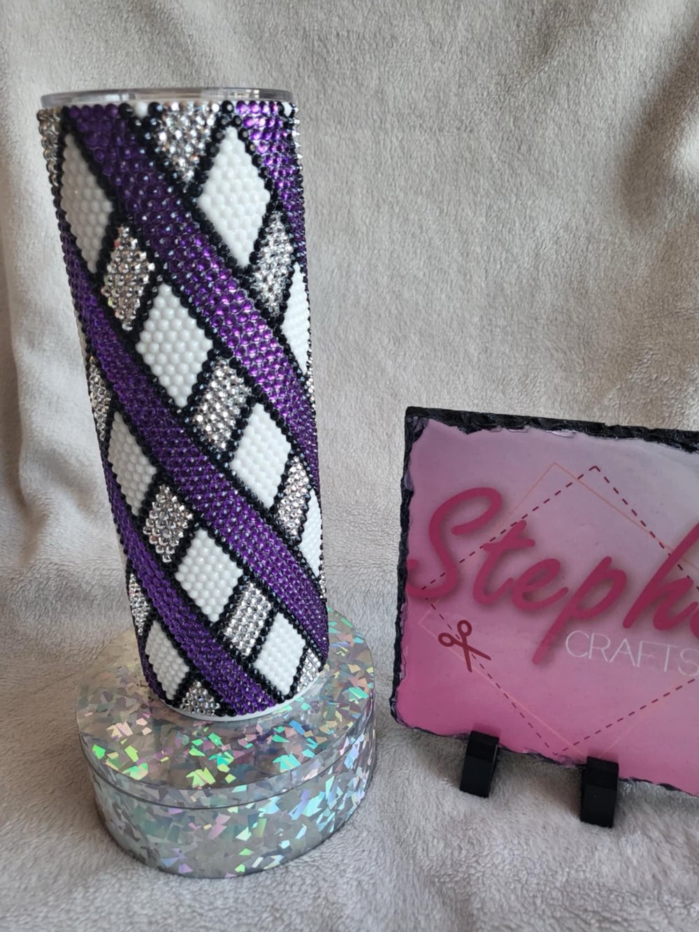 Image of Stripe rhinestone tumbler 