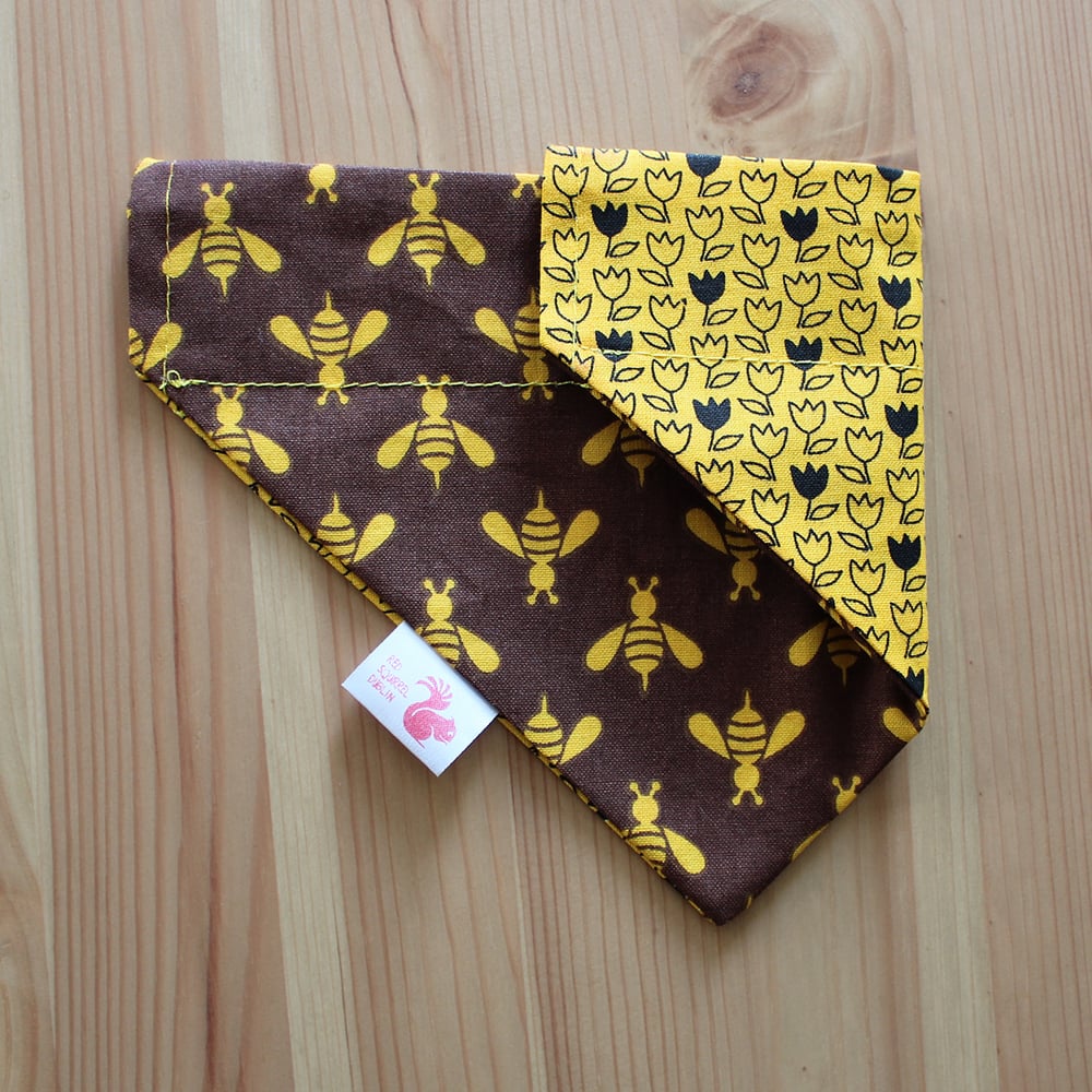 Image of Bees and tulips dog & cat bandana