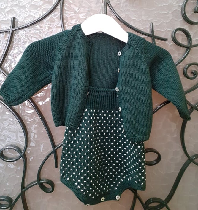 Conjunto de tricô de bebé 1-3 meses