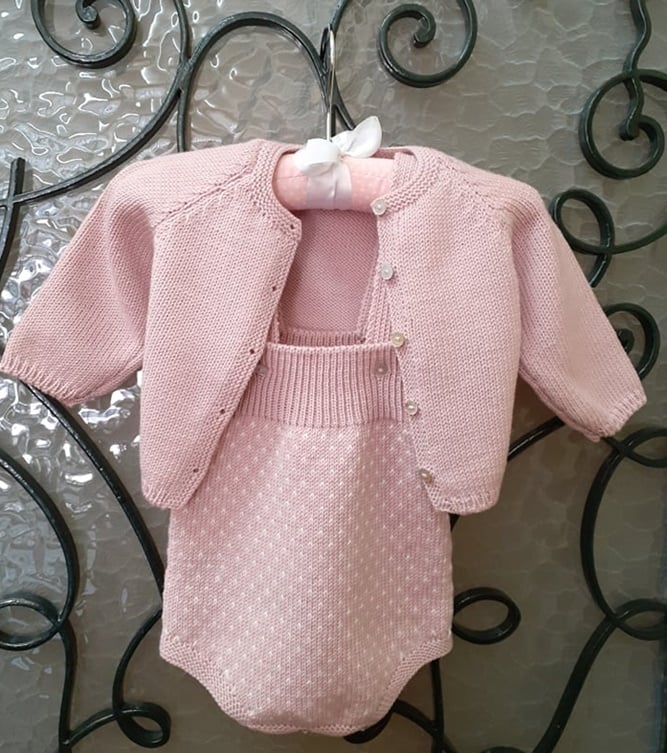 Conjunto de tricô de bebé 1-3 meses