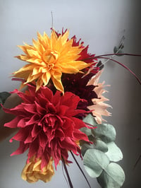 Image 2 of Dahlia Bouquet - Red, Maroon, Peach