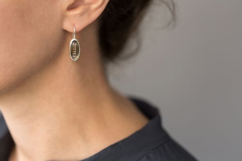 Image of "Gentle man" silver earrings with smoky quartzes · HOMO MUNDUS ·