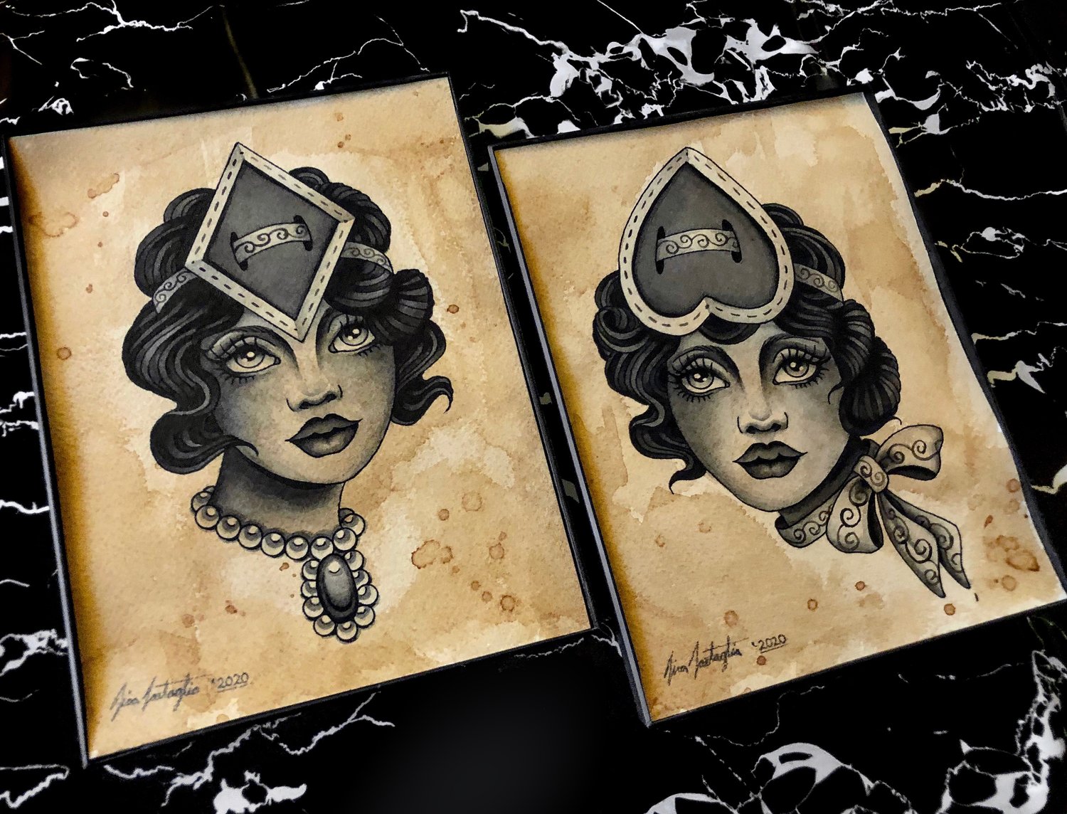 Image of Original Bert Grimm Inspired Lady Head Paintings