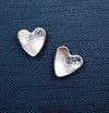 STERLING SILVER HEART STUDS ~ individually hand made 