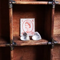 Image 1 of STERLING SILVER HEART STUDS ~ individually hand made