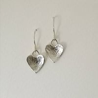 Image 2 of STERLING SILVER HEART DROP EARRINGS~ individually hand made 