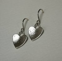 Image 3 of STERLING SILVER HEART DROP EARRINGS~ individually hand made 