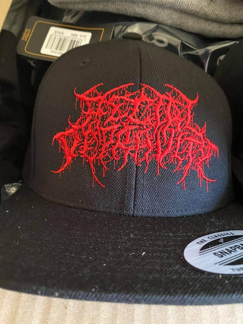 Image of Rectal Depravity Snapback red/white logo