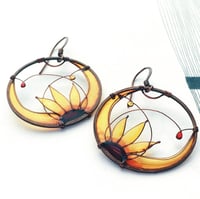 Image 1 of Copper Sunflower Earrings 