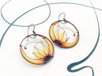 Image 3 of Copper Sunflower Earrings 