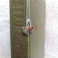 Image 1 of STERLING SILVER BEE PENDANT WITH OR WITHOUT AMBER