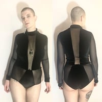 Image 1 of Black Velvet Cutout Bodysuit 