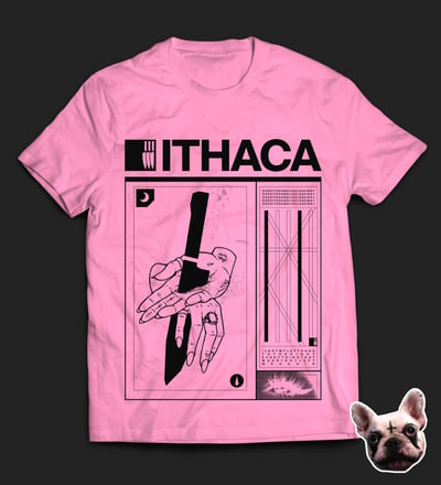 Image of ITHACA X SWAMP BARON LEFT HAND TSHIRT - PINK