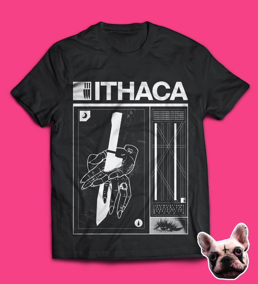 Image of ITHACA X SWAMP BARON LEFT HAND TSHIRT - BLACK