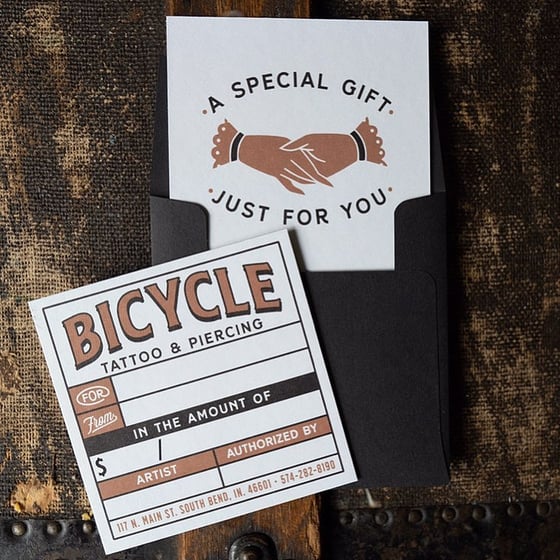 Image of Bicycle Tattoo and Piercing Gift Card