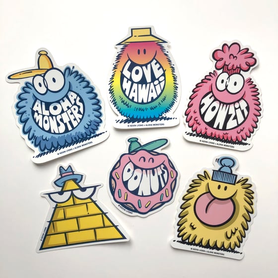 Image of Aloha Monsters Sticker 6-pack