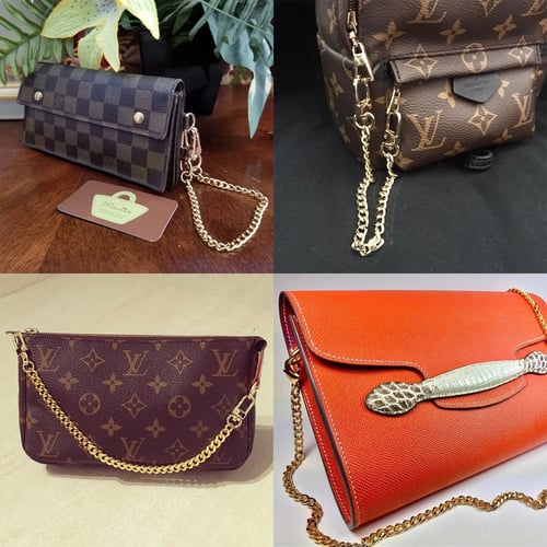 Image of GOLD Chain Purse Strap - Mini Classy Curb, Diamond Cut Accents - 1/4" Wide - Choose Length & Clasps