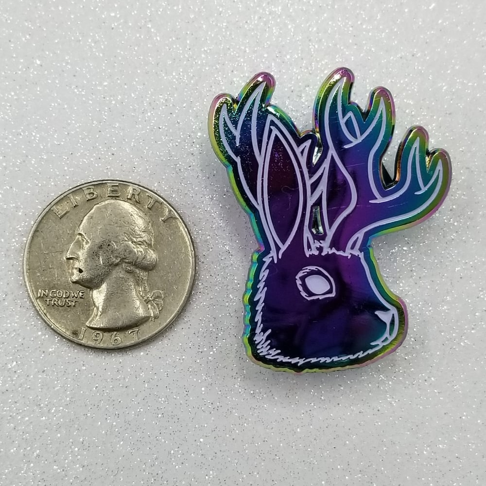 Rainbow Jackalope Pin