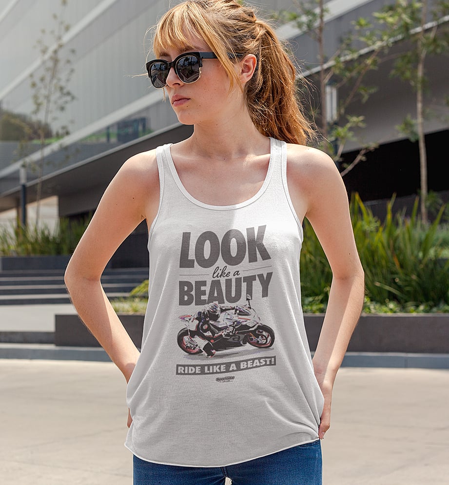 Beauty Beast - Women's White Tank | SportBike T-Shirts Store