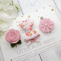 Image 1 of Pink Floral Bow Set 