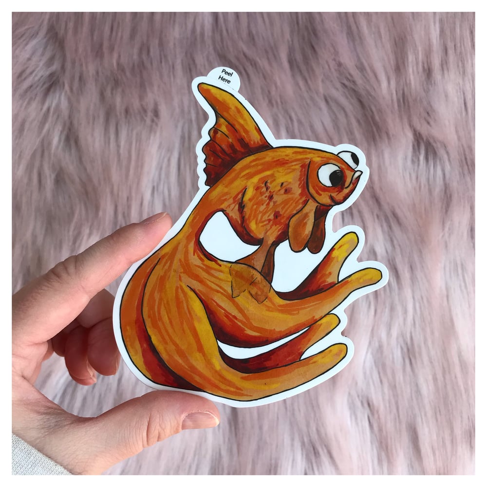 Image of Feelin (Gold)Fishy Sticker - 4" 