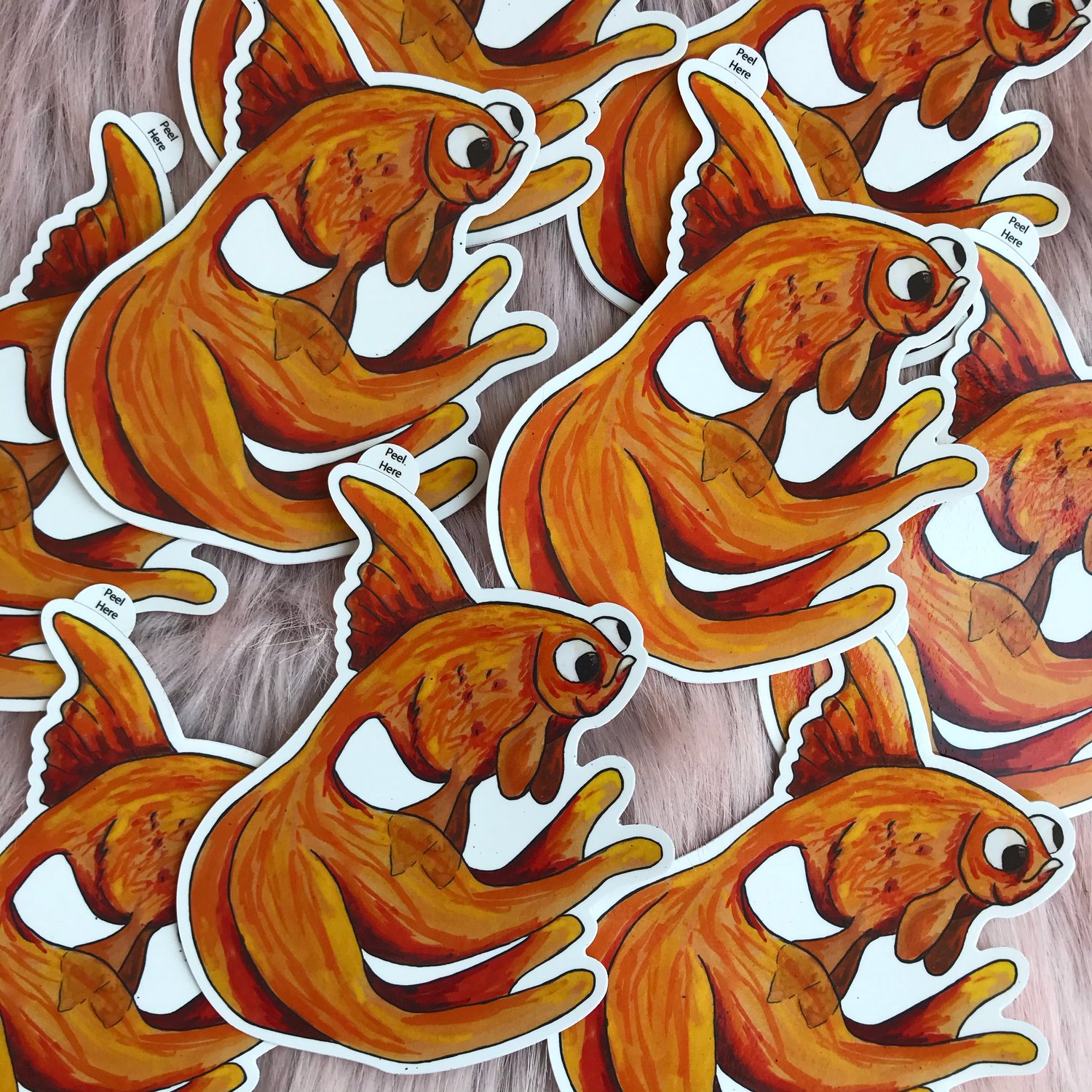 Image of Feelin (Gold)Fishy Sticker - 4" 