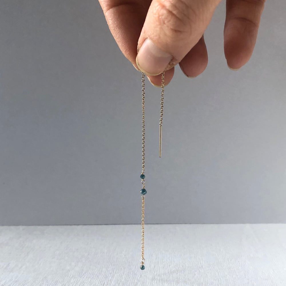 Image of Blue Diamond Threader Earrings