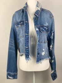 Image 2 of DISTRESSED DENIM JACKET PINK FLOYD