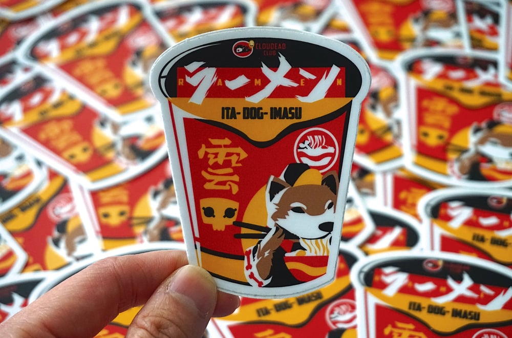 Image of Ita- Dog-Imasu "Cup Ramen Dog" Vinyl Sticker