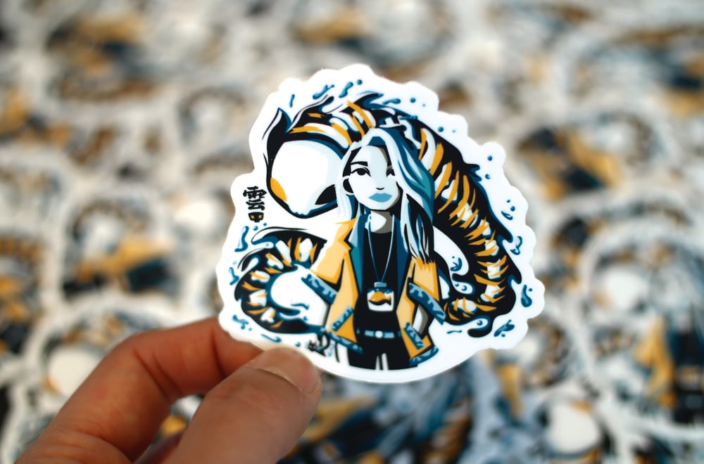 Image of Skull Cat Spirit Girl Vinyl Sticker